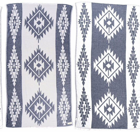 100% Cotton Turkish Tulum Dual Layer Towel 37x70 Dark Blue