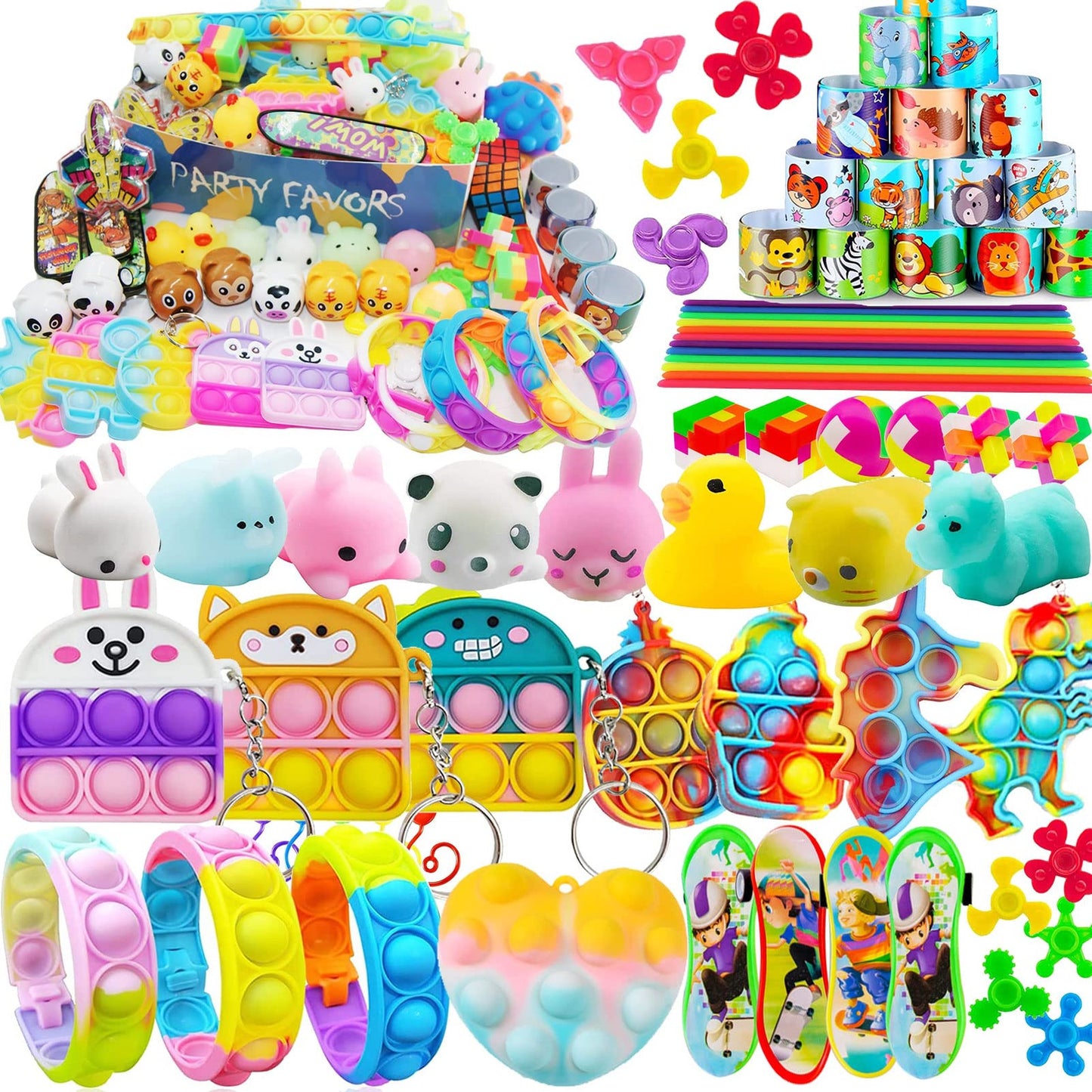 Pop Party Fidget Fun Pack - 51 Piece Assorted Toy Set for Kids! Perfect for Pinata Stuffers, Classroom Prizes, Goody Bag Fillers, and more. Ideal for Boys and Girls aged 4-10.