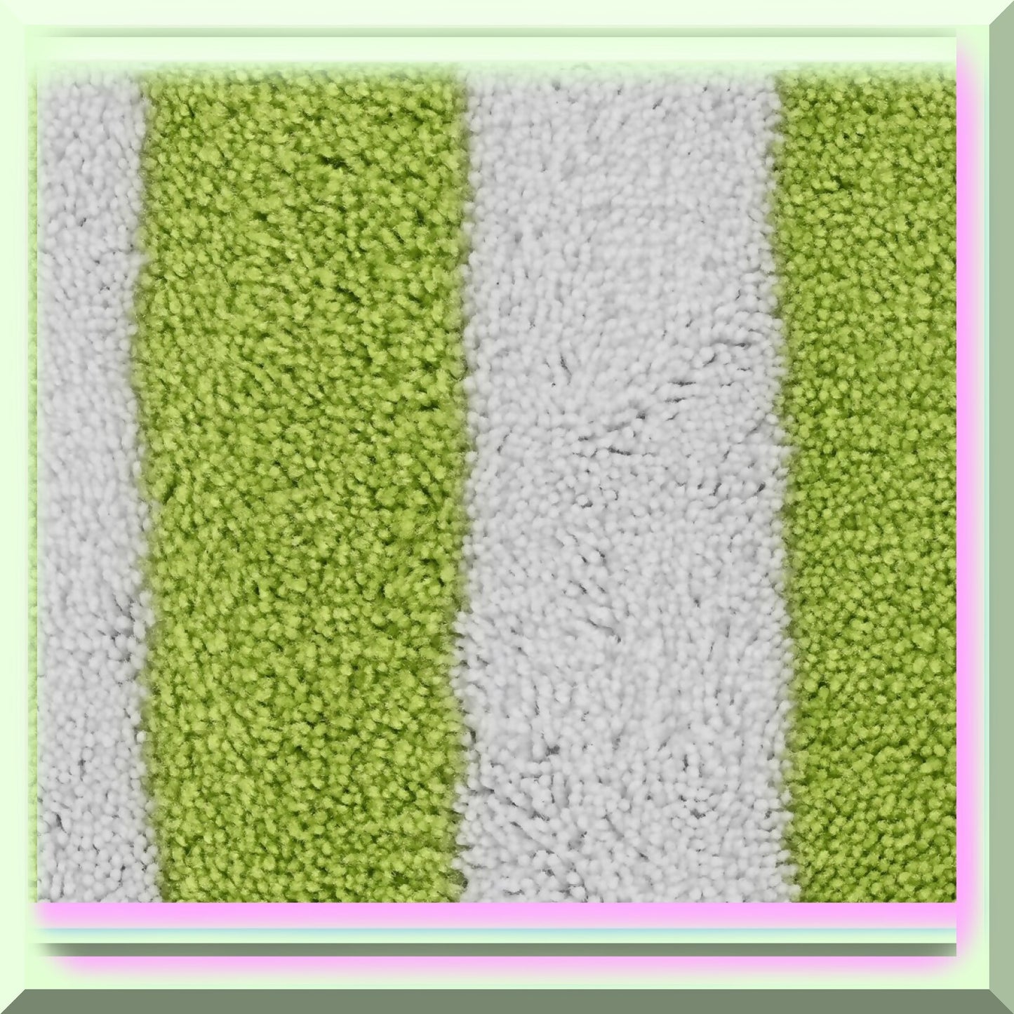 Beach Stripe Washable Bath 2-Piece Set Lime Green/White