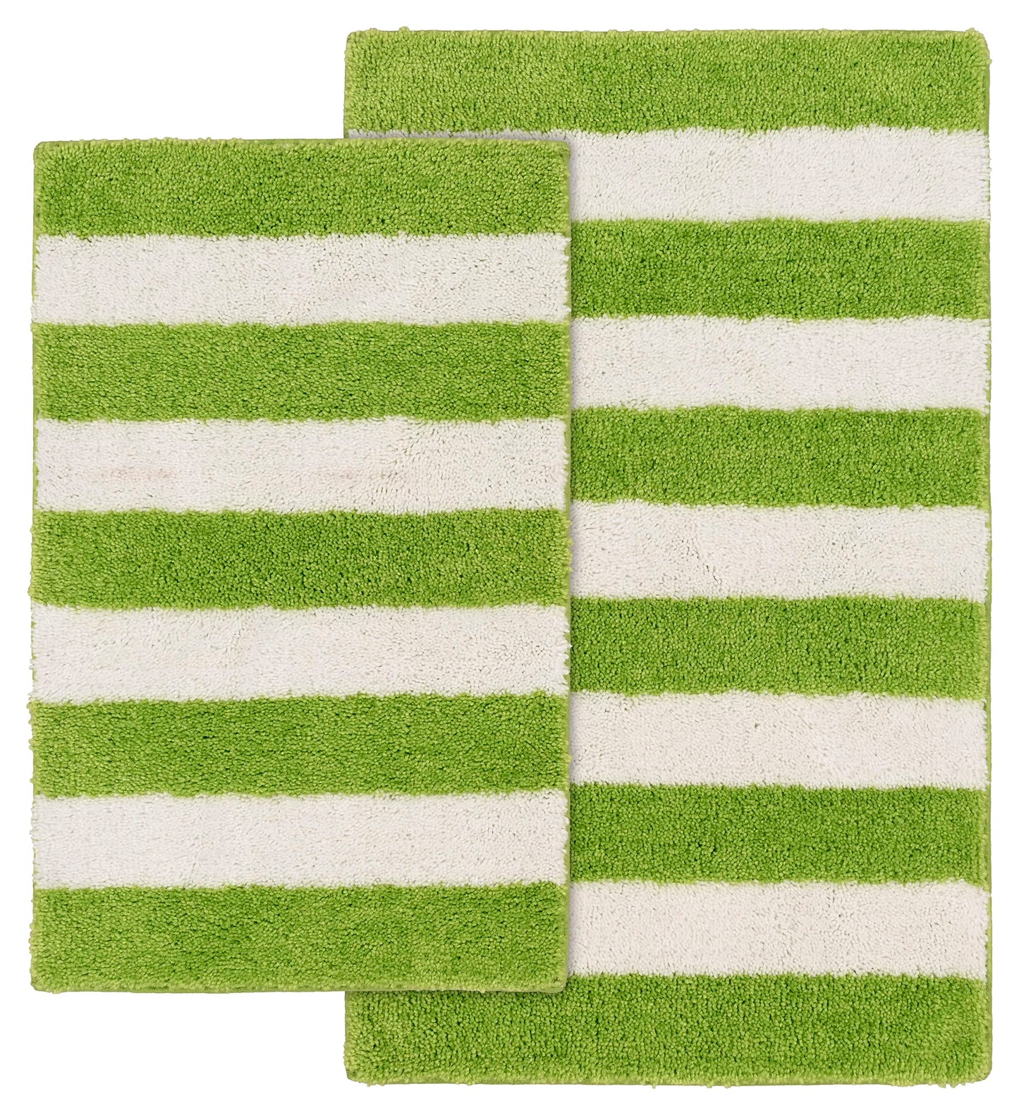Beach Stripe Washable Bath 2-Piece Set Lime Green/White