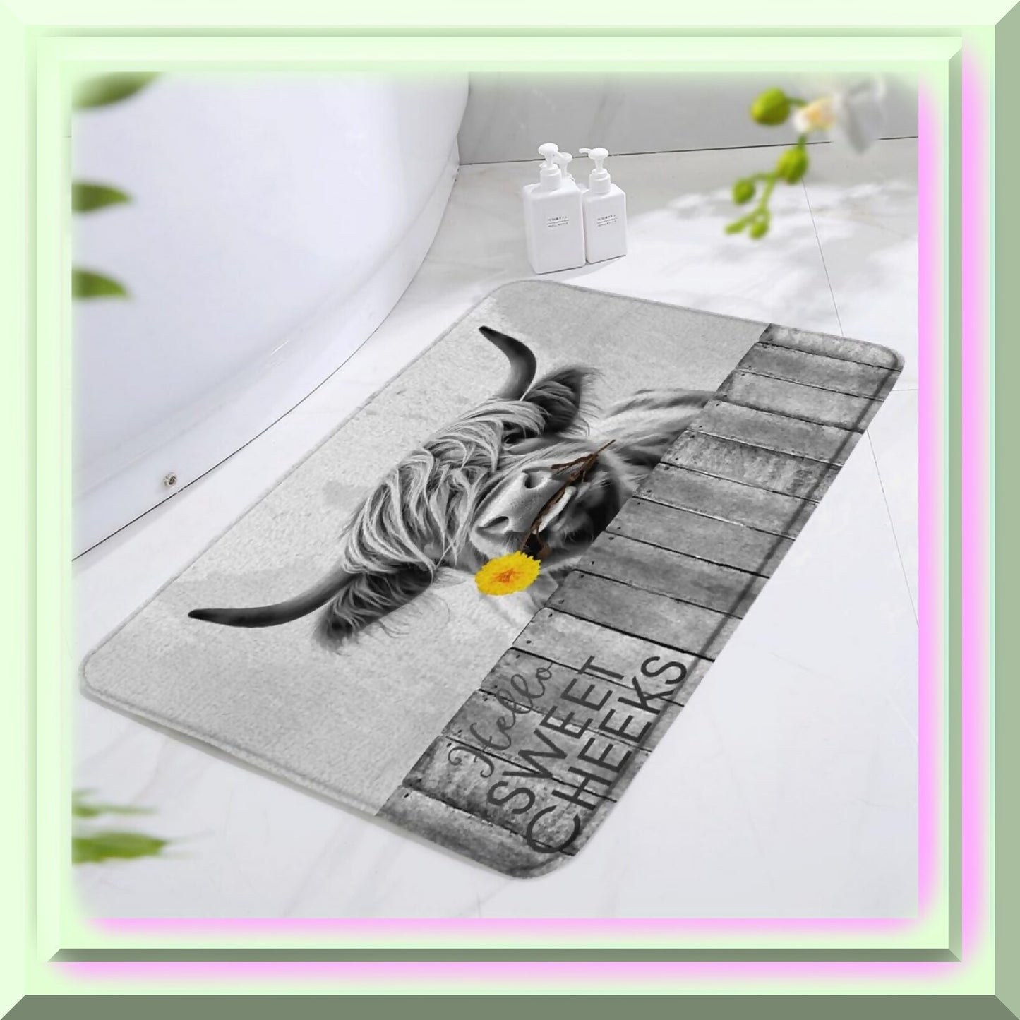 Highland Cow Bath Mat 17.8x29.5 Inch