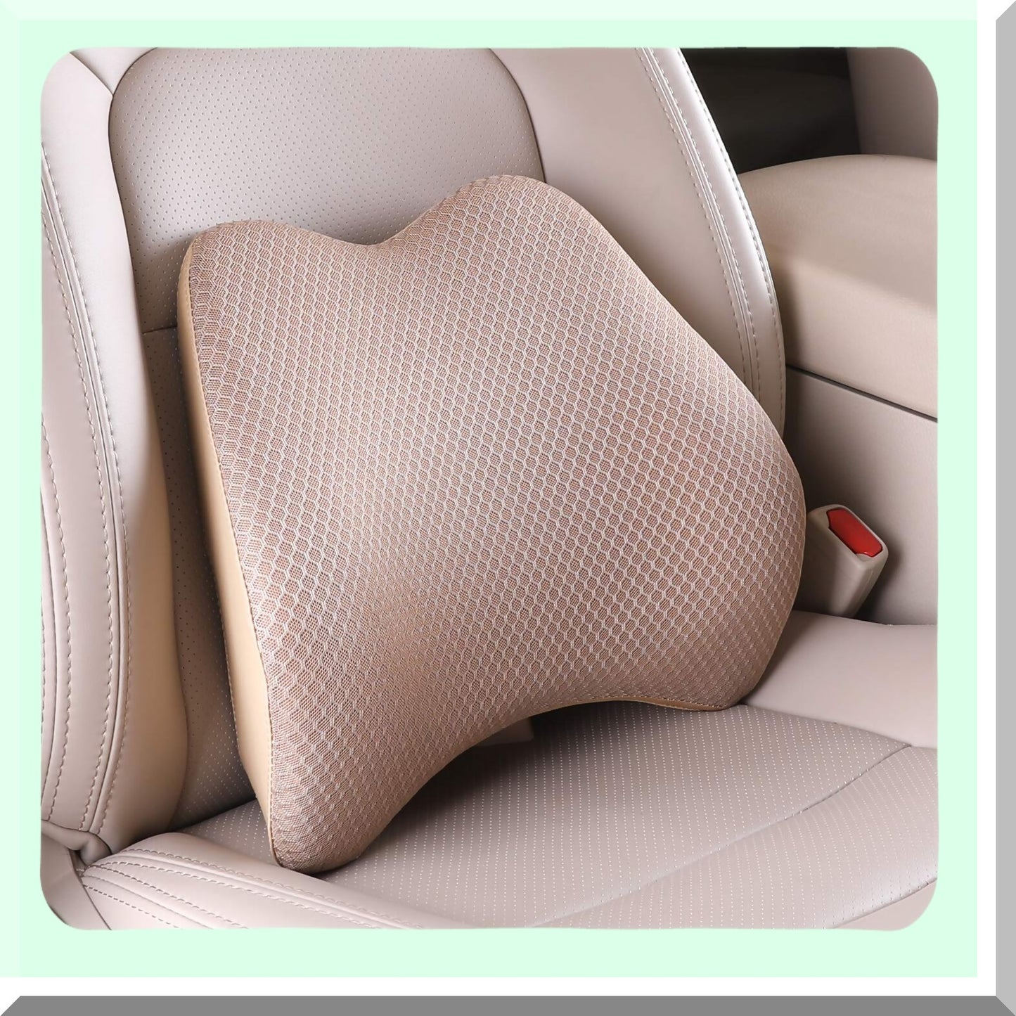 ErgoComfort Memory Foam Lumbar Cushion - Car Back Support Pillow for Seat Comfort - Beige Orthopedic Lumbar Support Pad for Car Driving