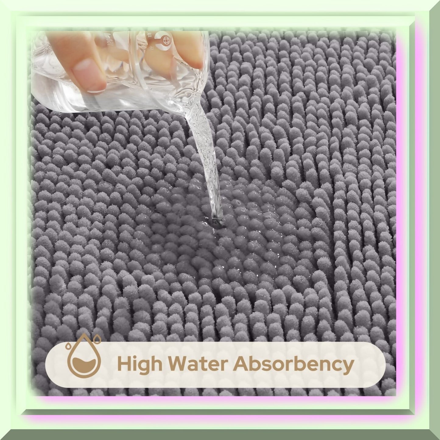 3-Piece Grey Bathroom Rug Set with Non-Slip Chenille