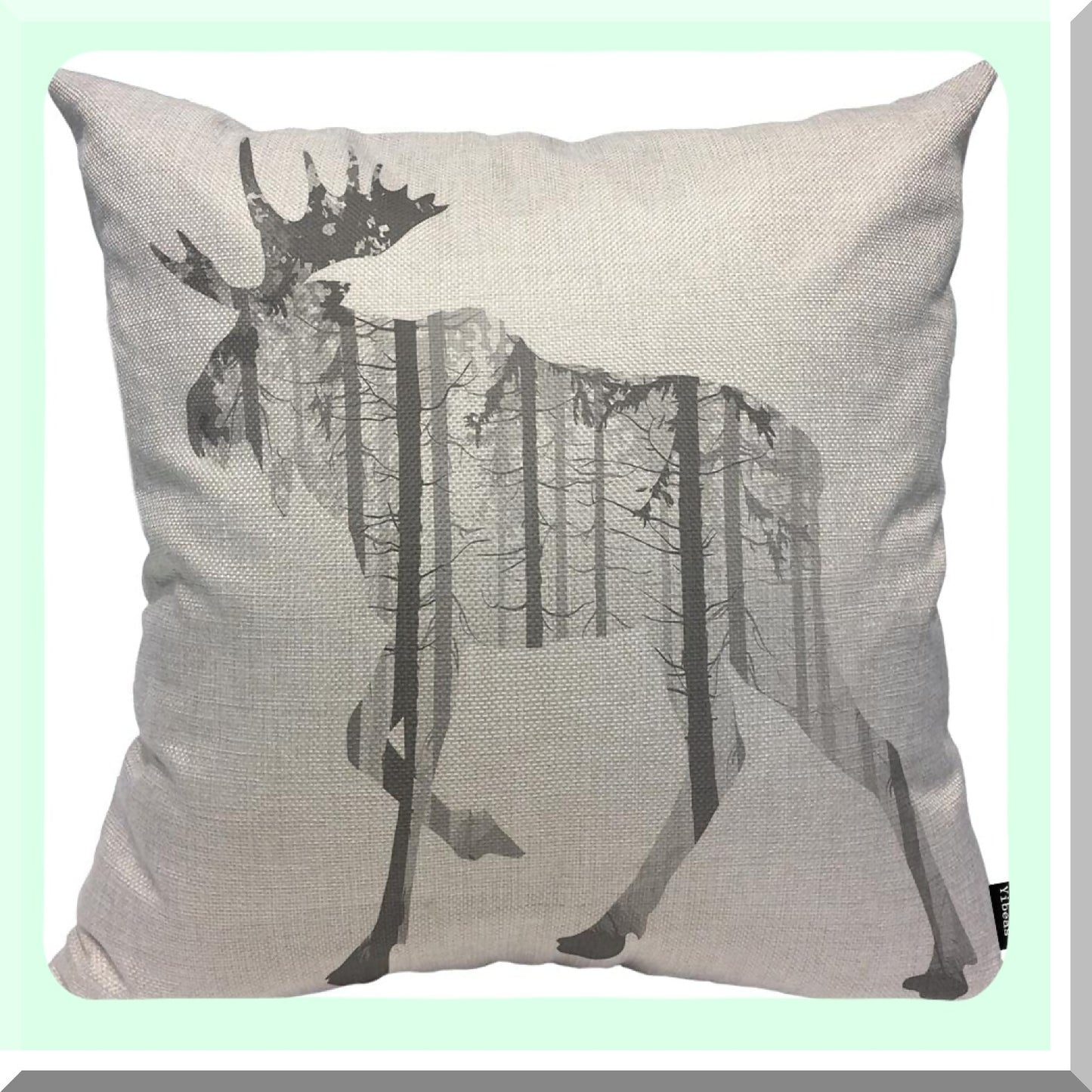 Majestic Moose Run Pillow Cover - 20x20 Animal Branch Elk Throw Cotton Linen Cushion - Home Decor Accent - Wildlife Lover Gift - Nature Inspired