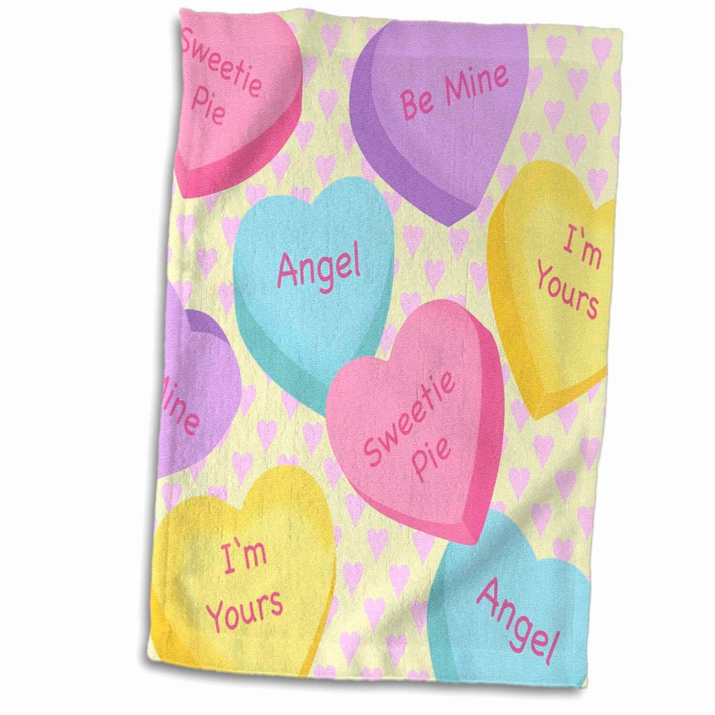 3D Rose Love Hearts Candy Design Hand Towel 15"x22"