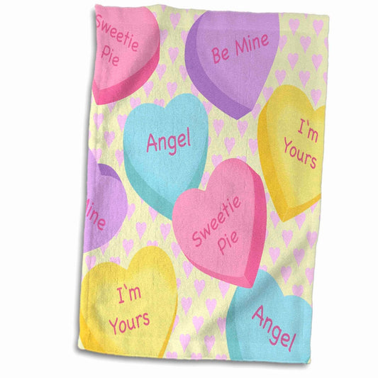 3D Rose Love Hearts Candy Design Hand Towel 15"x22"