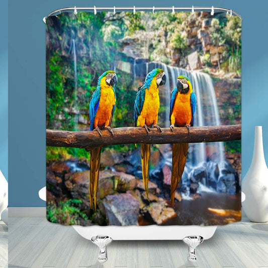 Tropical Birds Parrot Shower Curtain 71x71 Inches