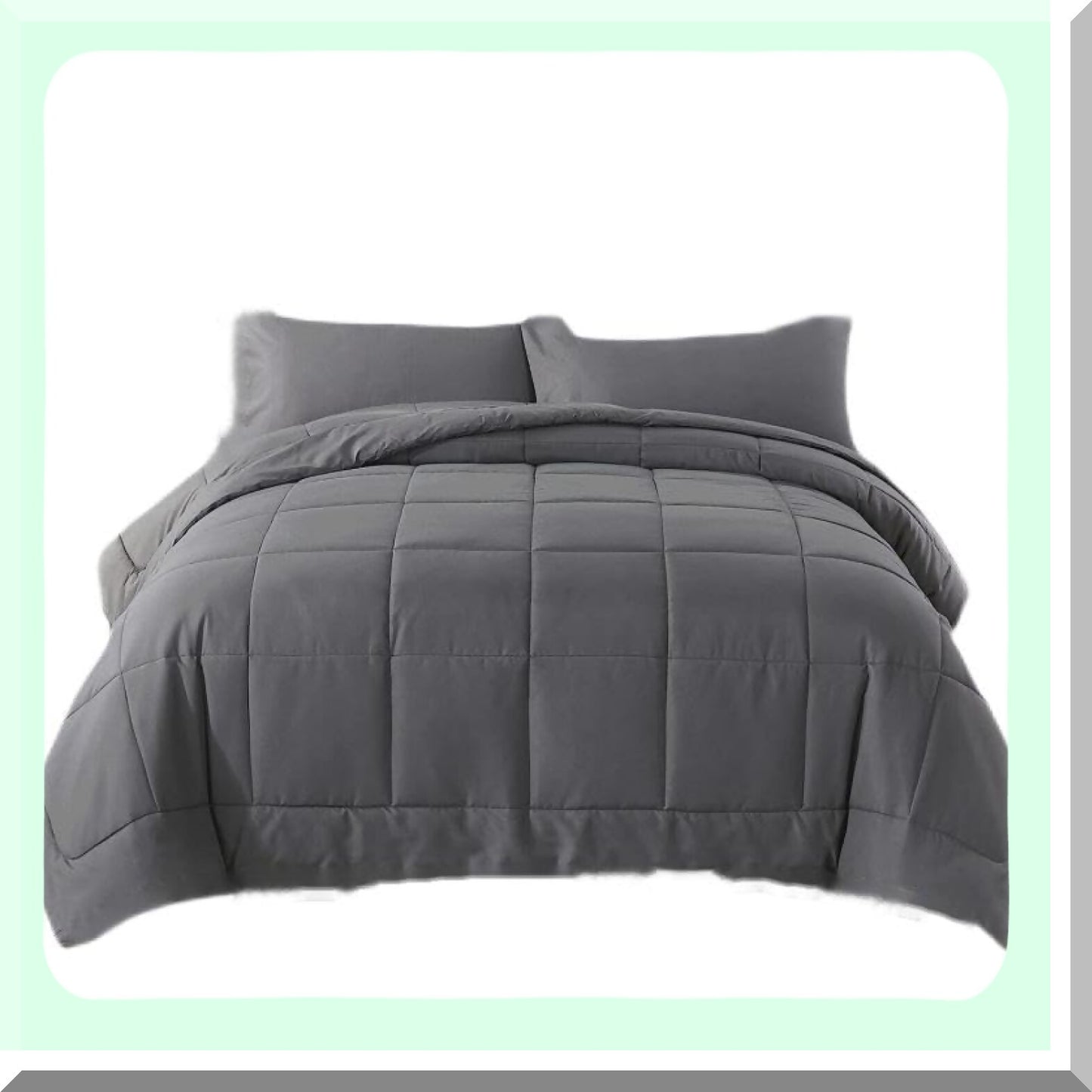 Luxury Grey Comforter Set - 3 Piece Queen Bedding Bundle, Wrinkle & Fade Resistant, Hotel Quality Cozy Bed in a Bag for Queen Size Bed