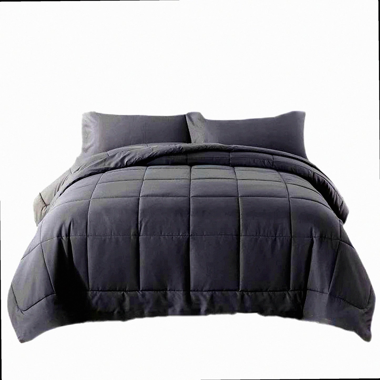 Luxury Grey Comforter Set - 3 Piece Queen Bedding Bundle, Wrinkle & Fade Resistant, Hotel Quality Cozy Bed in a Bag for Queen Size Bed