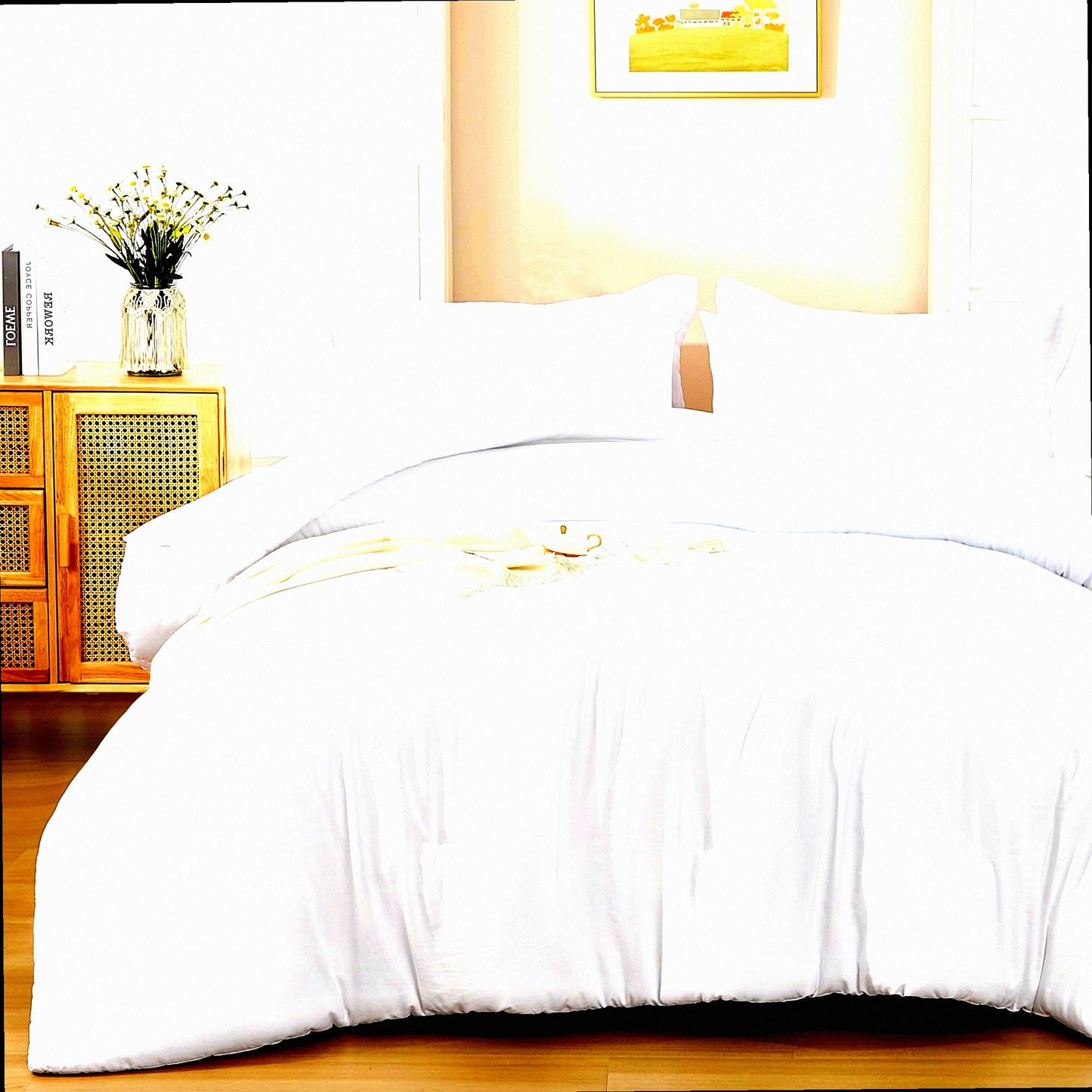 Luxury White Cali Dream Comforter Set - 7 Piece California King Bedding Bundle with Soft Sheets, Pillowcases, and Shams for Ultimate Comfort and Style
