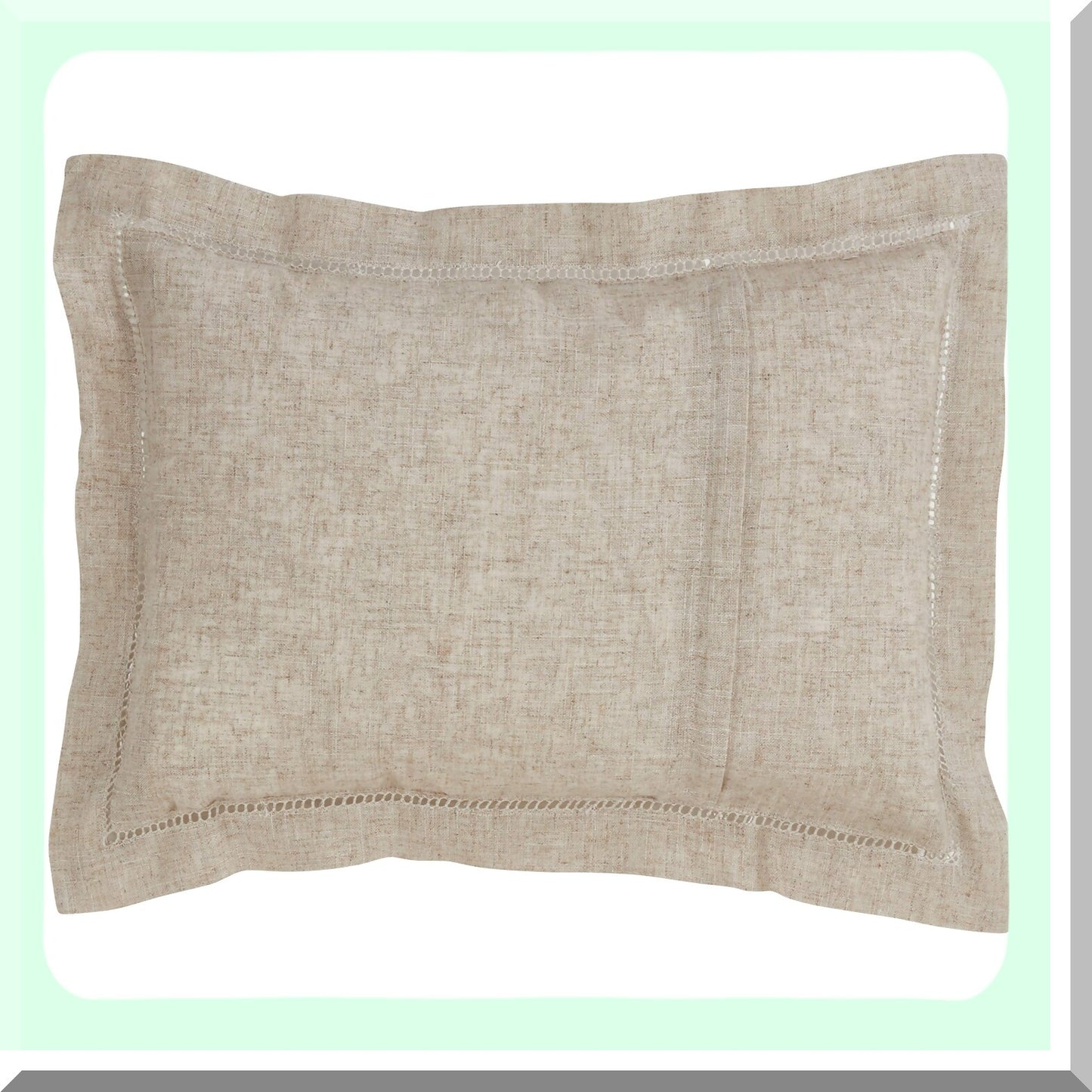 Natural Linen Blend Hemstitched Throw Pillow Cover - Toscana Collection - 14"x20"