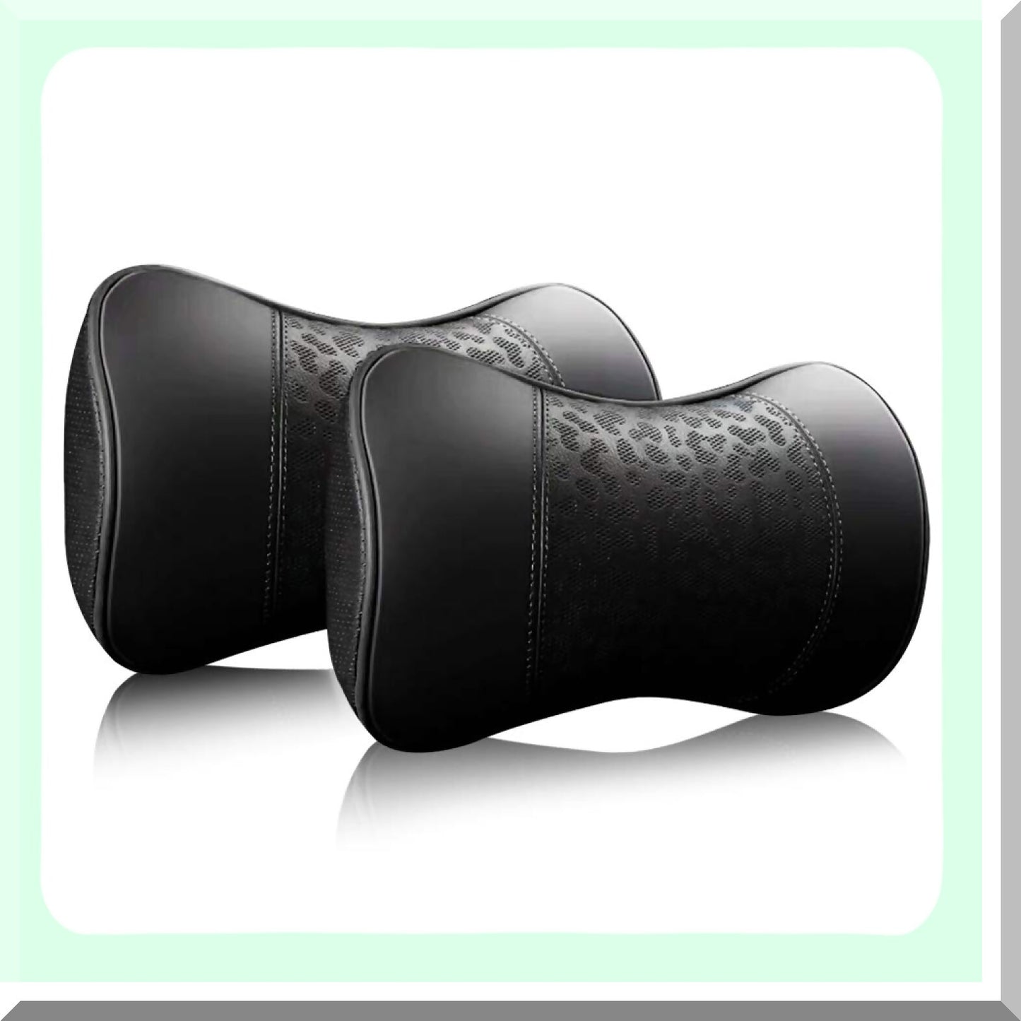 MemoryFoam Comfort Neck Support Set - Car Leather Neck Pillows & Rest Cushions for Travel & Home Office. Cervical Support, Soft & Comfortable Black Pillows (2 pcs)