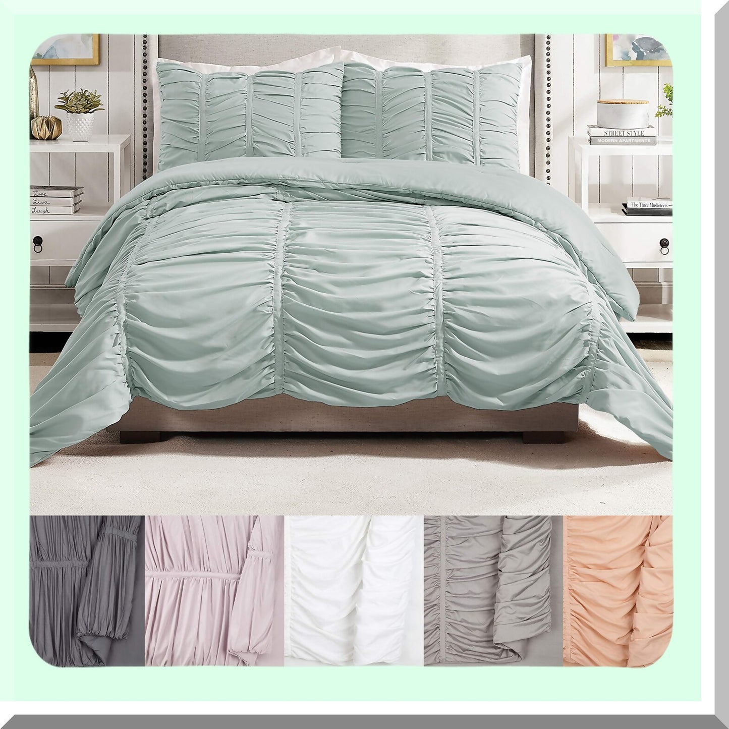 Blue Sky Serenity 3-Piece Comforter Set - Full/Queen - Soft Texture - Light Blue - Cozy Bedding - Relaxing Sleep - Bedroom Decor - Top Quality Materials - All Season Comforter - Machine Washable