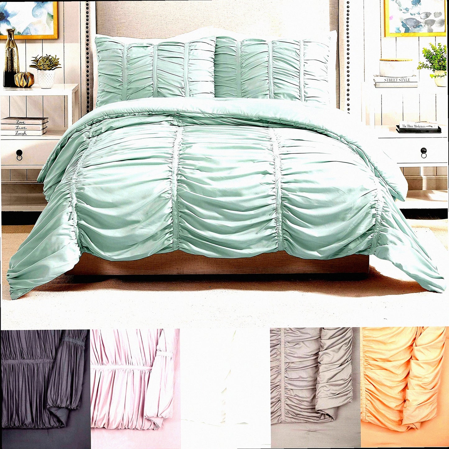 Blue Sky Serenity 3-Piece Comforter Set - Full/Queen - Soft Texture - Light Blue - Cozy Bedding - Relaxing Sleep - Bedroom Decor - Top Quality Materials - All Season Comforter - Machine Washable