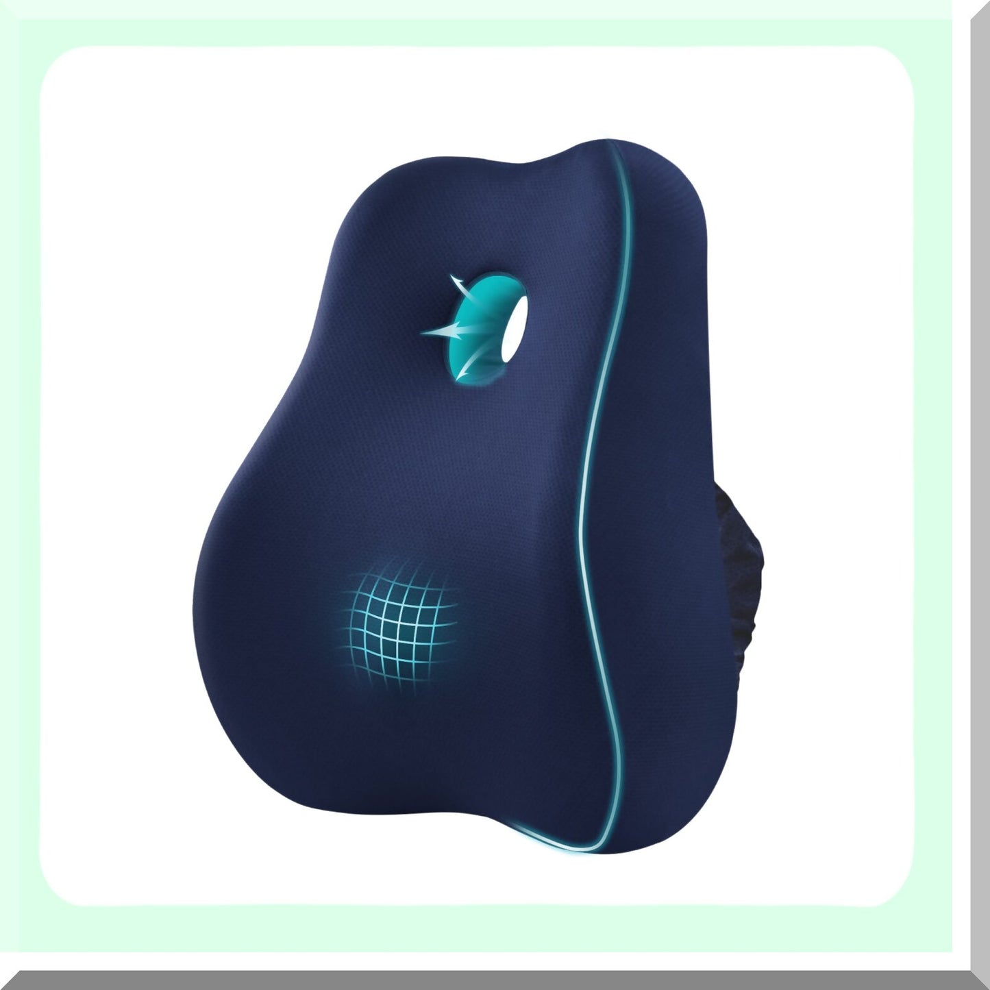 ErgoRelief Memory Foam Lumbar Support Pillow Cover - Orthopedic Backrest for Back Pain Relief in Office Chair, Computer Chair, Car Seat, Recliner, Couch - Dark Blue