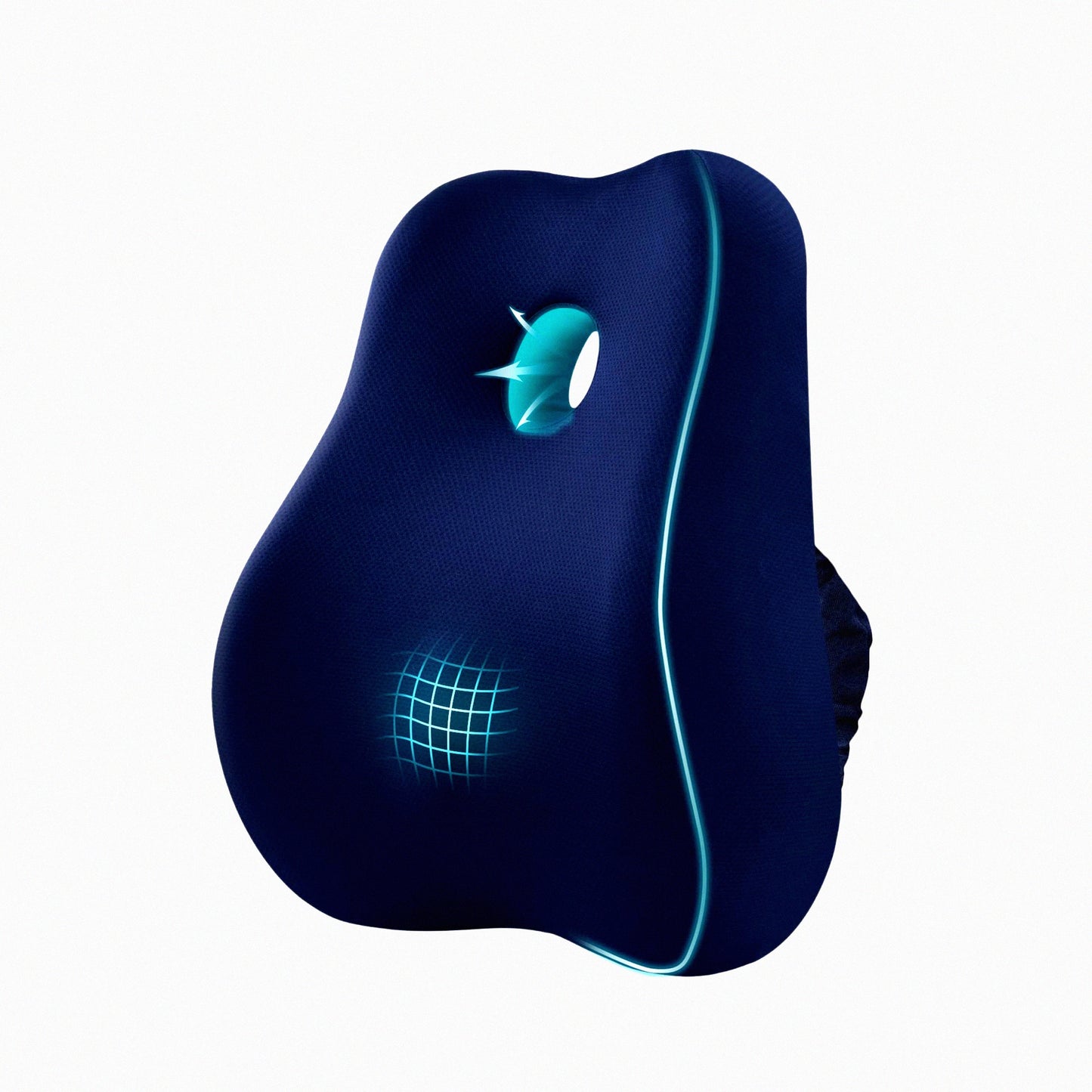 ErgoRelief Memory Foam Lumbar Support Pillow Cover - Orthopedic Backrest for Back Pain Relief in Office Chair, Computer Chair, Car Seat, Recliner, Couch - Dark Blue