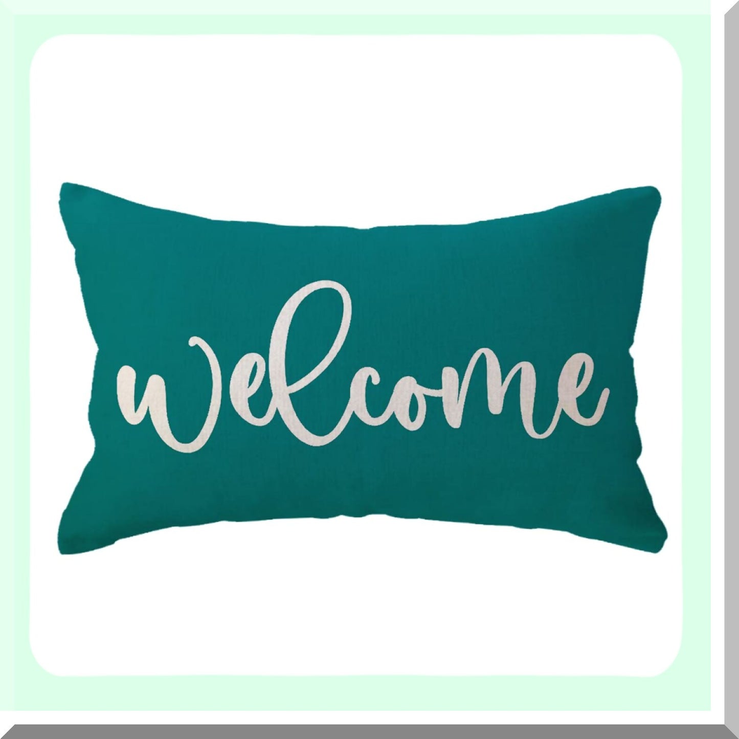 Rustic Farmhouse Lumbar Pillow Covers - Decorative Rectangular Cushion Cases for Front Porch - Green Waist Pillowcases - Housewarming Gift