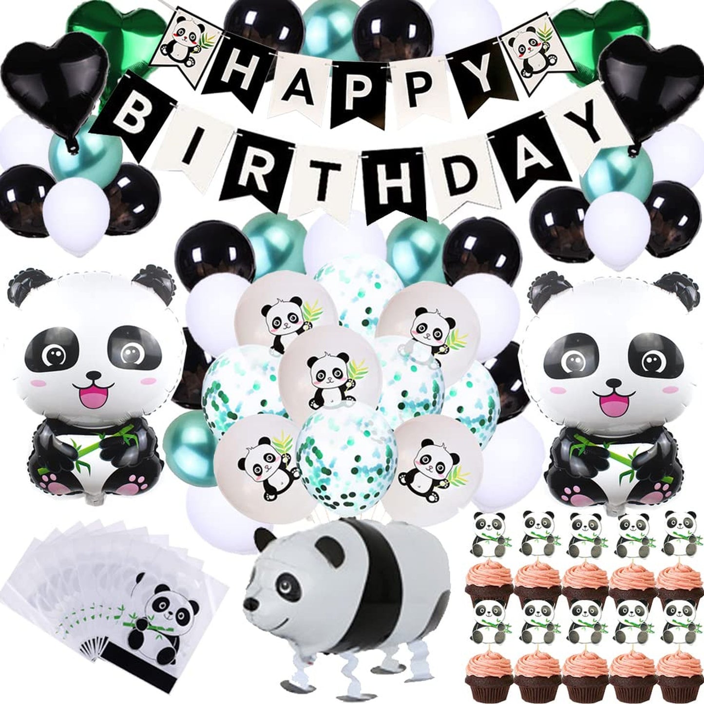 77Pcs Panda Birthday Decorations for Kids and Baby Shower