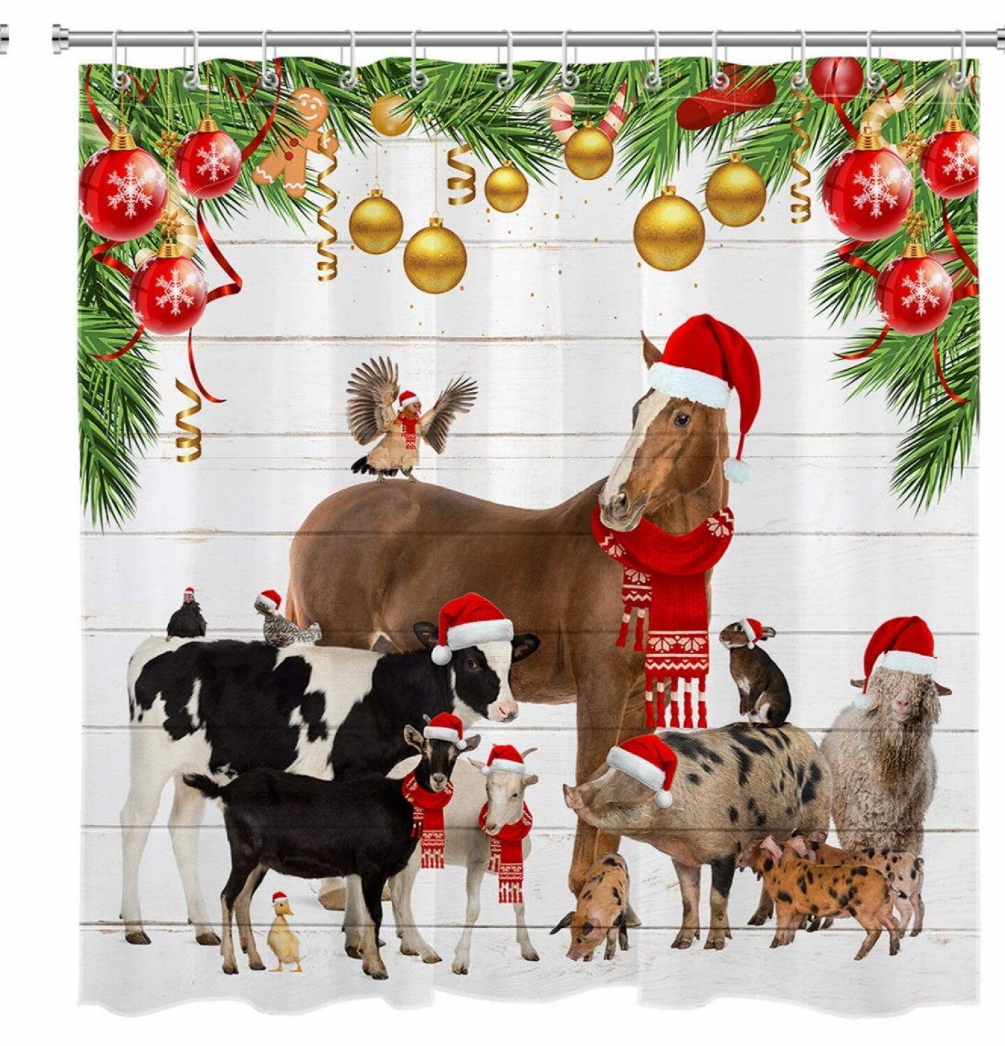 Animals Farmhouse Shower Curtain 69x70 Inches