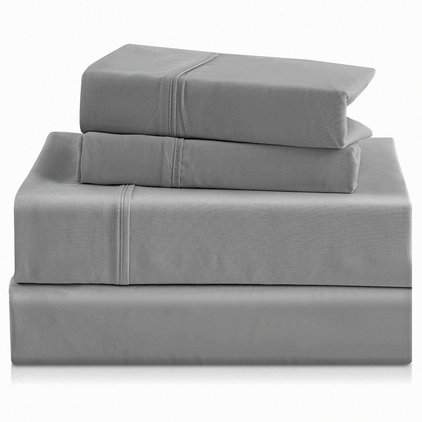 Luxury Silky Soft Breathable Bed Sheet Set - Wrinkle Free Easy Care 4 Piece Full Sheet Set with Pillowcases - Hotel Quality Light Grey Bedding Sheets