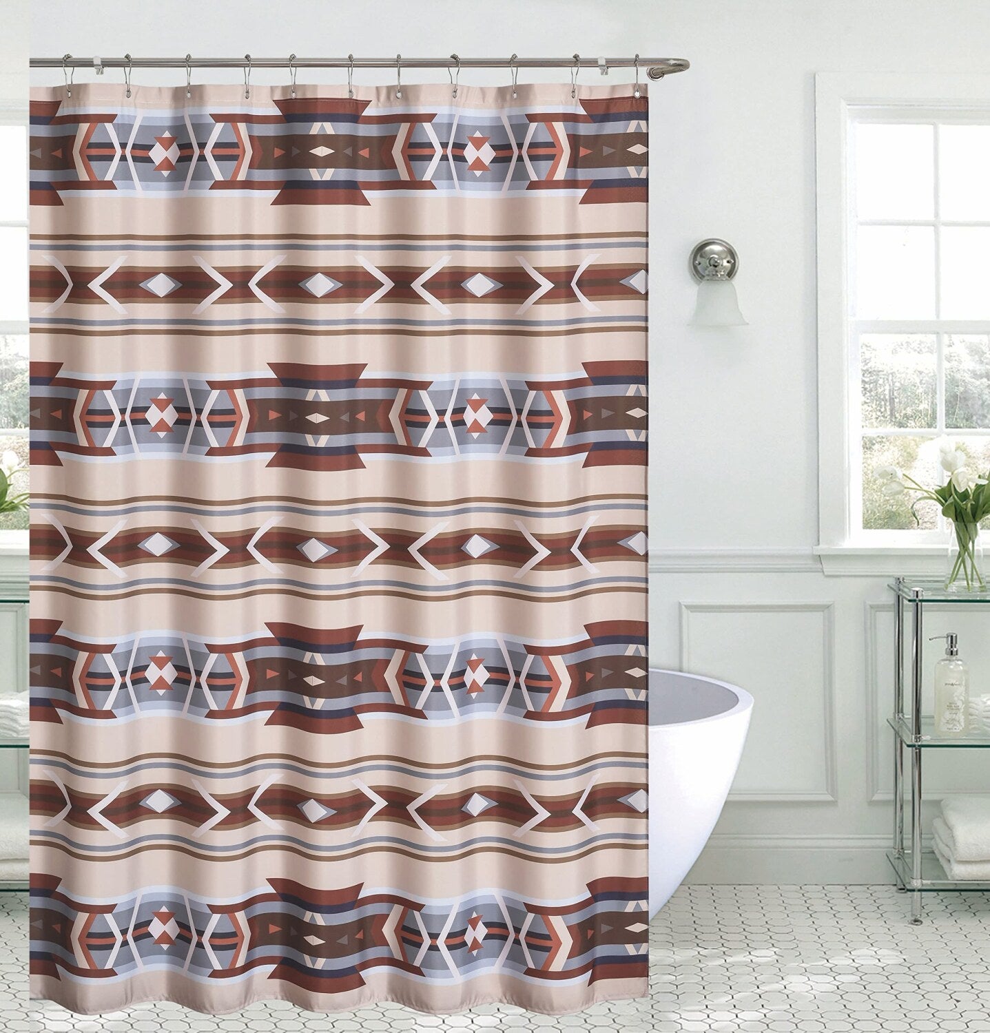 72" Southwestern Geometric Tribal Shower Curtain
