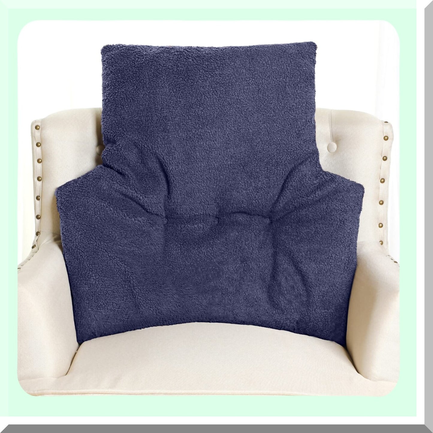 ComfortMax Lumbar Support Pillow - Plush Fleece Back Cushion for Chair, Recliners, Home Office - Non Slip Seat Cushion with Thick Pad and Backrest - Relaxing Lumbar Support for Reading, Sleeping - Dark Blue
