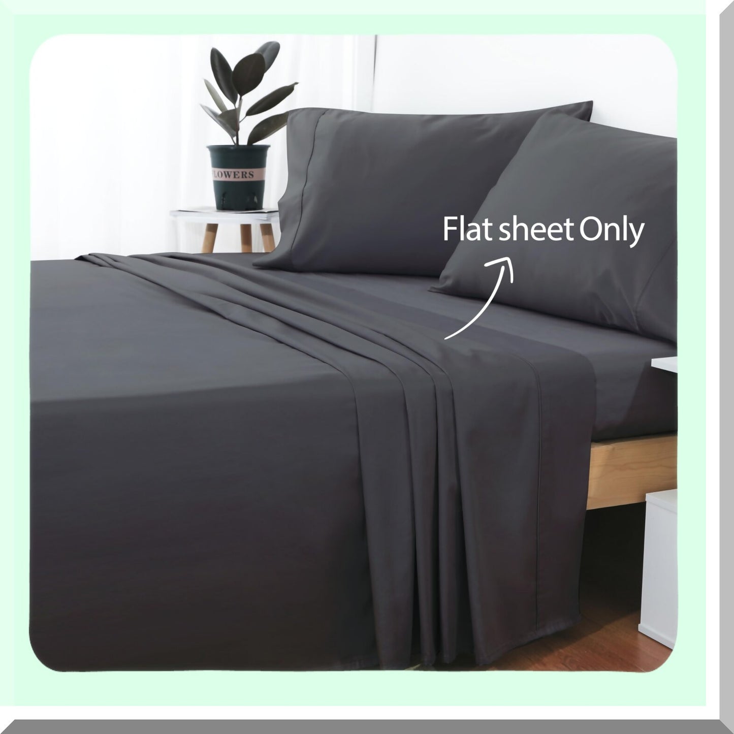 CoolCotton 600TC Breathable Flat Sheet - Dark Grey Cal - Wrinkle, Fade, Stain Resistant - Top Bed Sheet - 100% Cotton - Breathable Bedding - Cal King