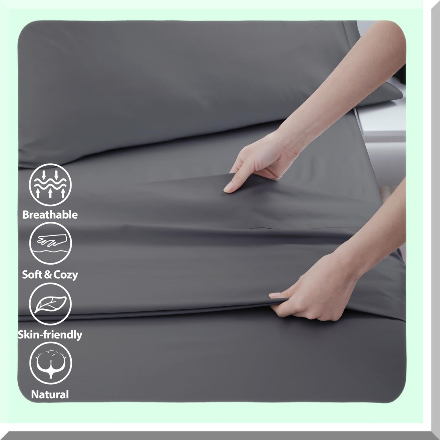 CoolCotton 600TC Breathable Flat Sheet - Dark Grey Cal - Wrinkle, Fade, Stain Resistant - Top Bed Sheet - 100% Cotton - Breathable Bedding - Cal King