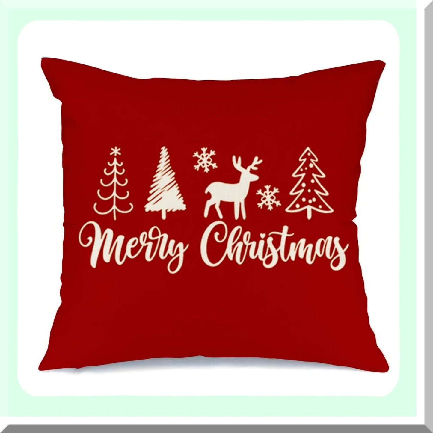 Winter Wonderland Reindeer Pillow Covers - Festive Farmhouse Holiday Decor for Couch - Merry Tree Decorations - Xmas Cushion Covers 18x18"