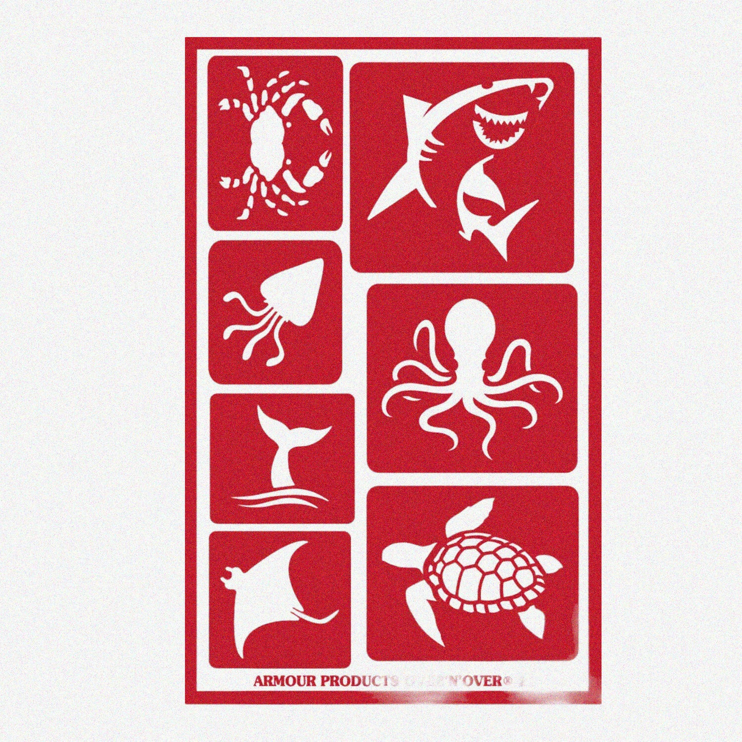 Brownstone Glass Etching Kit with Seashore Creatures Stencils