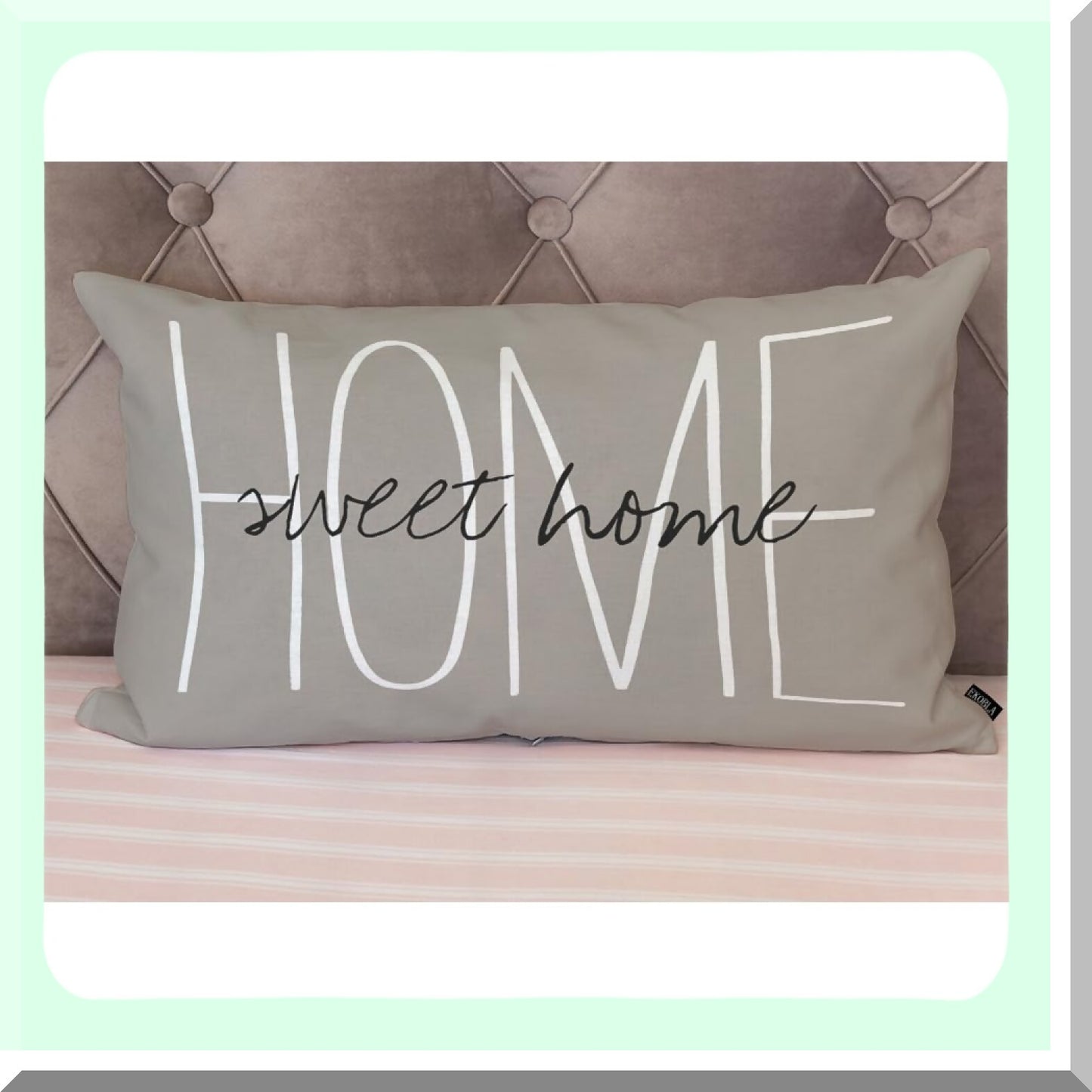 Rustic Chic Home Sweet Farmhouse Pillowcase - Decorative Cotton Linen Cushion Cover 12x20 Inches - Rectangle Pillow Cover