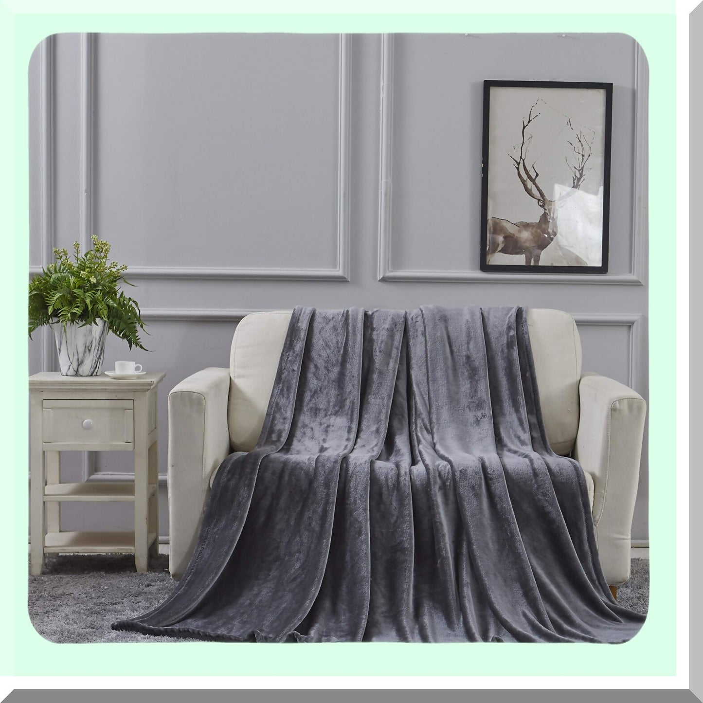 UltraSoft Microfiber Plush Throw Blanket - Cozy Comfort for Couch, Home, Bedroom, Living Room, Solid Grey