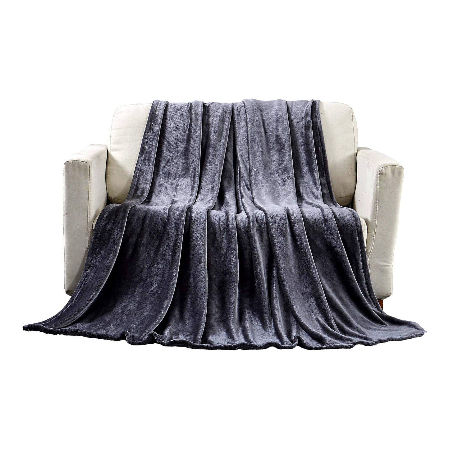 UltraSoft Microfiber Plush Throw Blanket - Cozy Comfort for Couch, Home, Bedroom, Living Room, Solid Grey