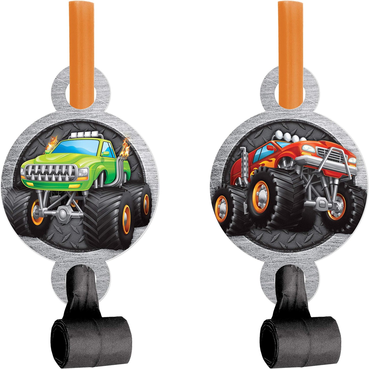 Monster Truck Party Blowers for Kids, 8 Pack