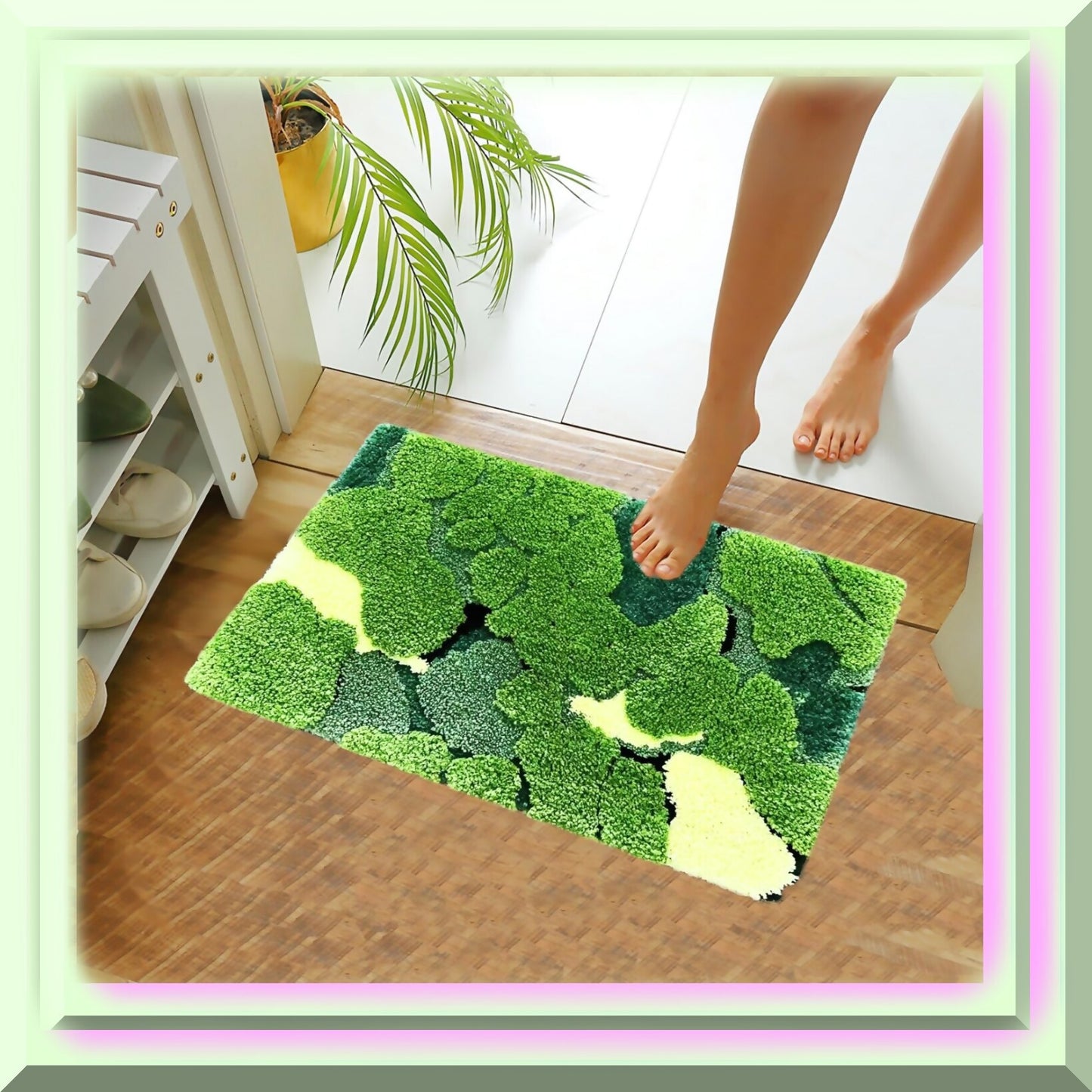 Moss Bath Rug 24x16 Non Slip Washable