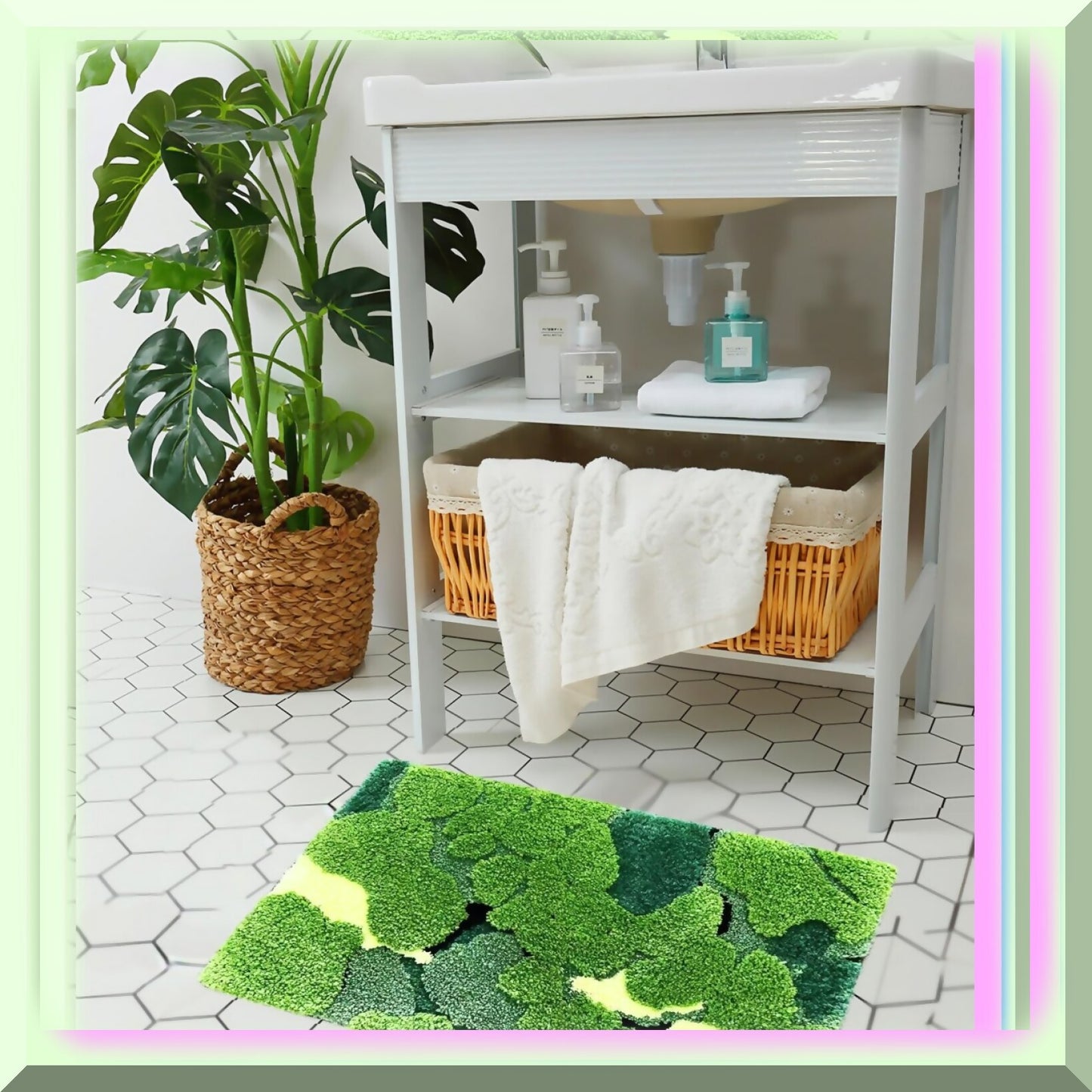 Moss Bath Rug 24x16 Non Slip Washable