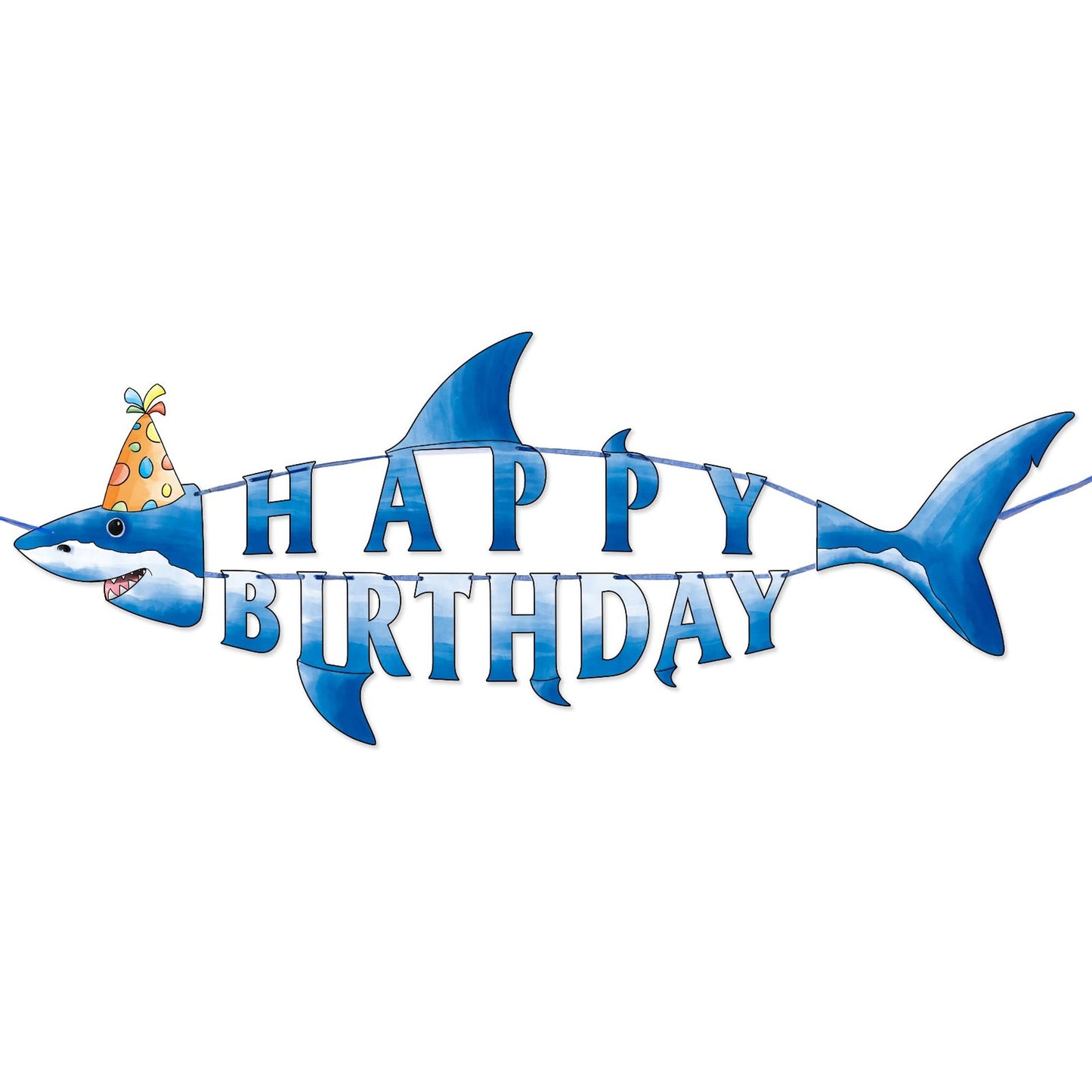 Shark Splash Birthday Banner - Underwater Party Decorations for Boys! Pre-strung Ocean Theme Banner for Beach & Sea Parties. Hang on Walls for a Fin-tastic Celebration!