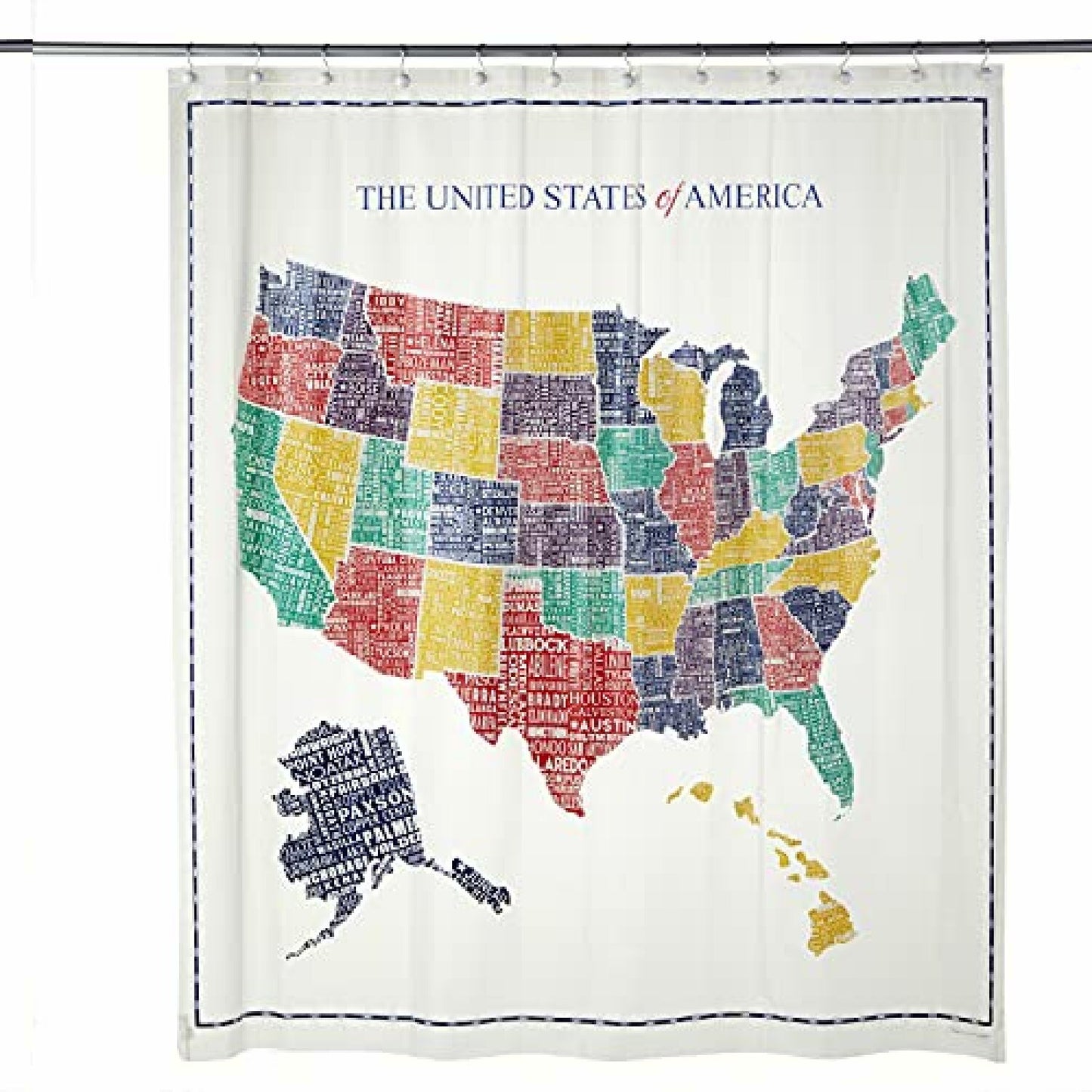 United States Map Shower Curtain Multi