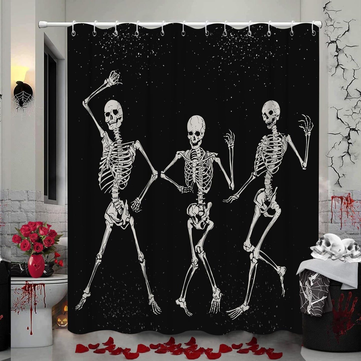 Skull Black White Shower Curtain 1 Piece