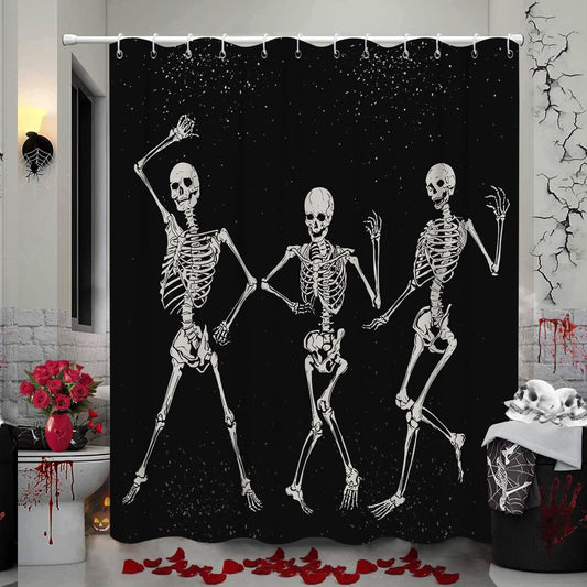 Skull Black White Shower Curtain 1 Piece