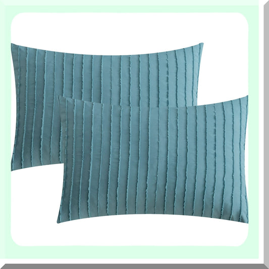 Luxury Stripe Tufted Pillowcase Set Compatible with Queen Size