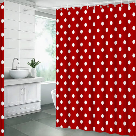 Polka Dot Shower Curtain Red White 70x70 Inch