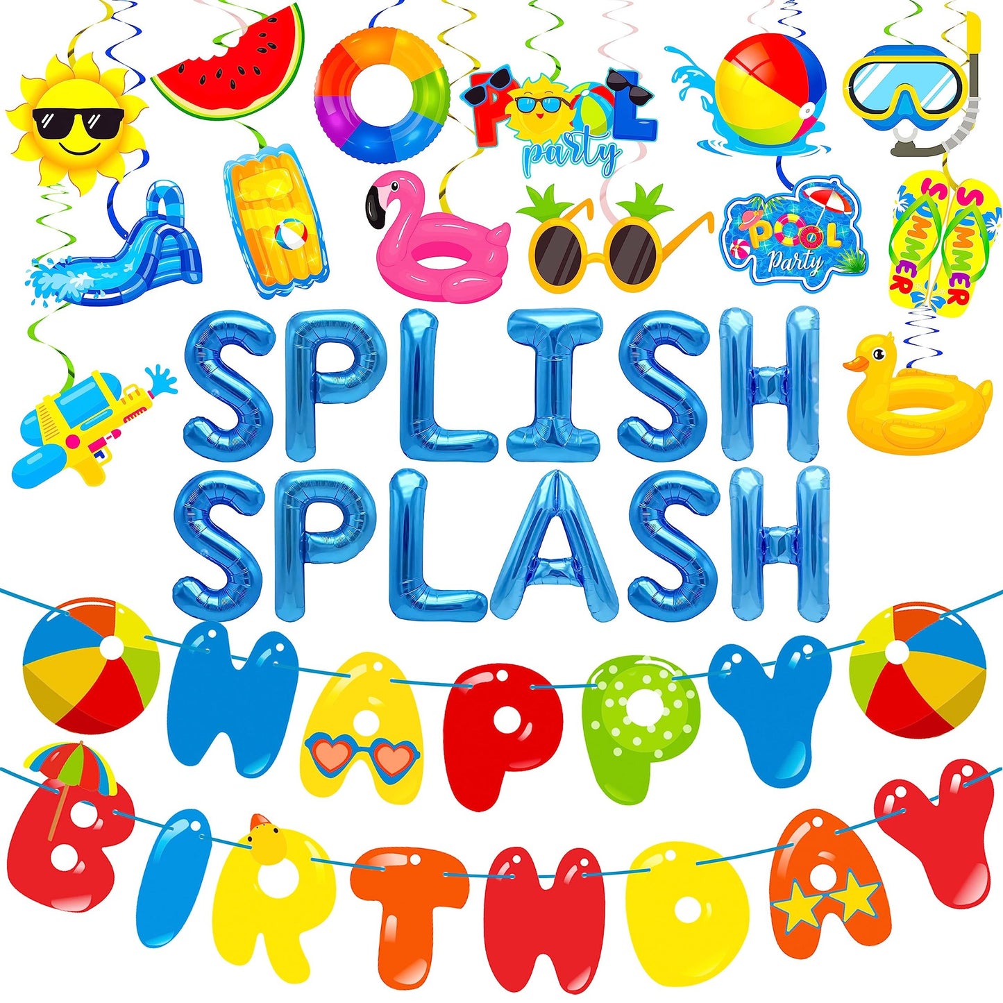 Beach Birthday Party Supplies with Balloons and Decorations
