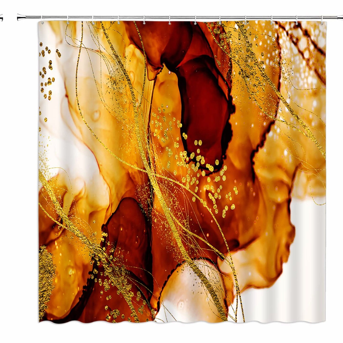 Orange Abstract Marble Texture Shower Curtain 70" x 70"