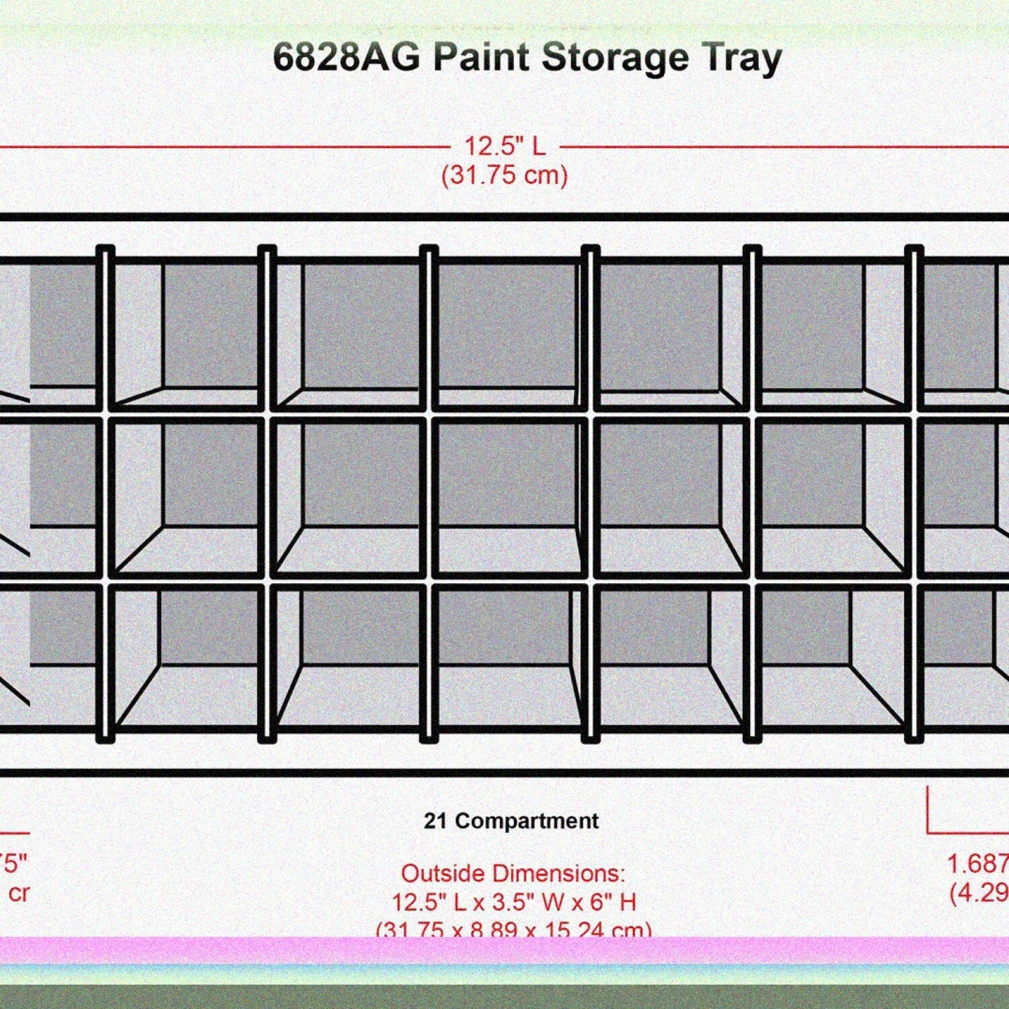 6828AG Paint Storage Tray, 21 Compartments, White