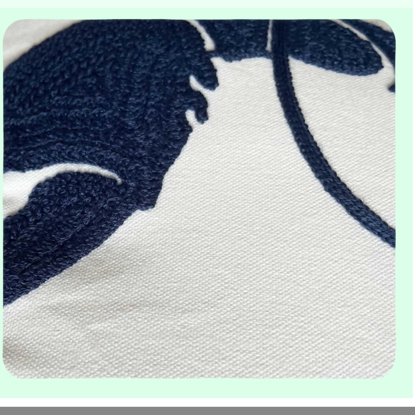 Nautical Lobster Embroidered Pillow Cover - Navy Blue Decorative Canvas Square 18" Throw Pillow Cover for Coastal Home Decor
