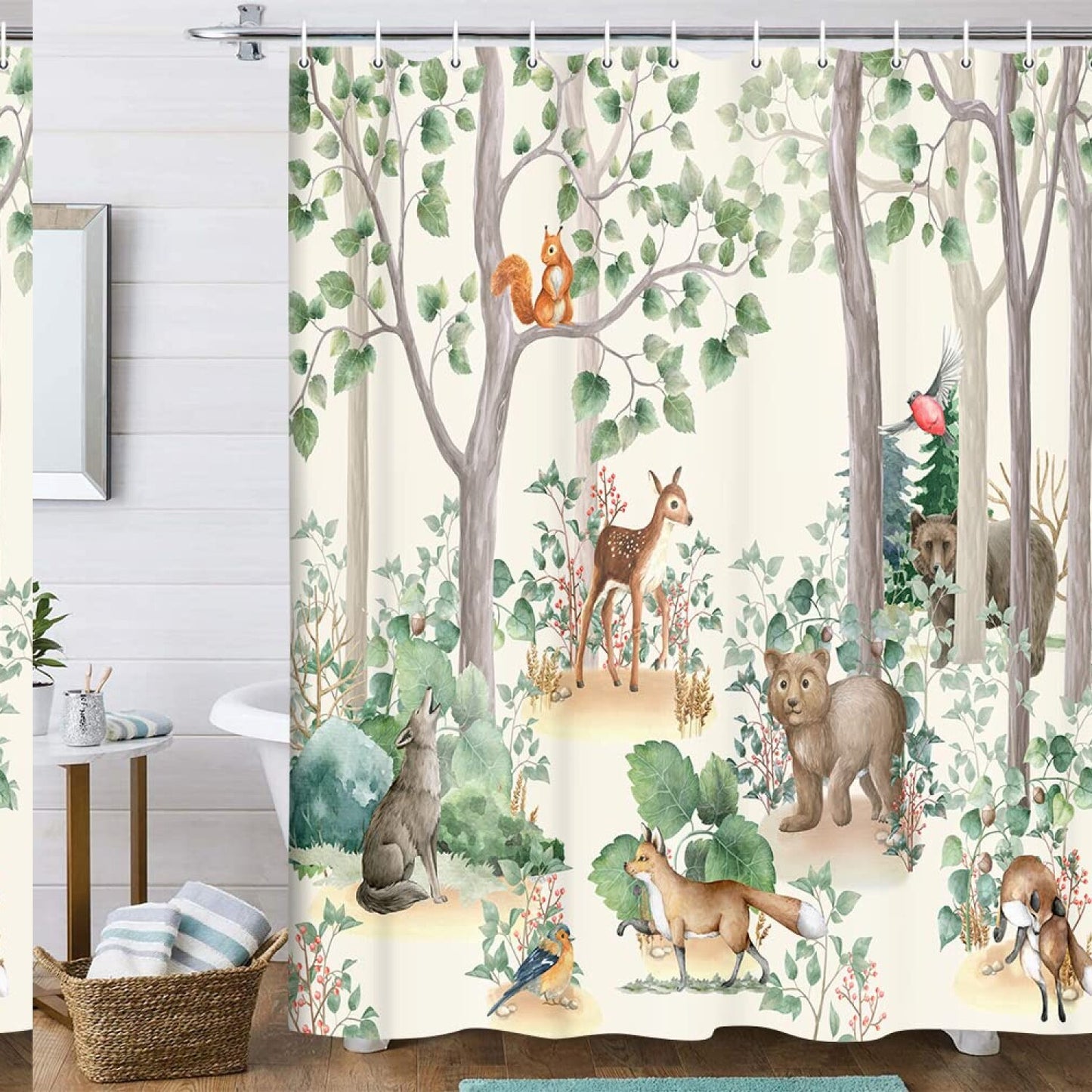Rustic Woodland Kids Shower Curtain 70x70in