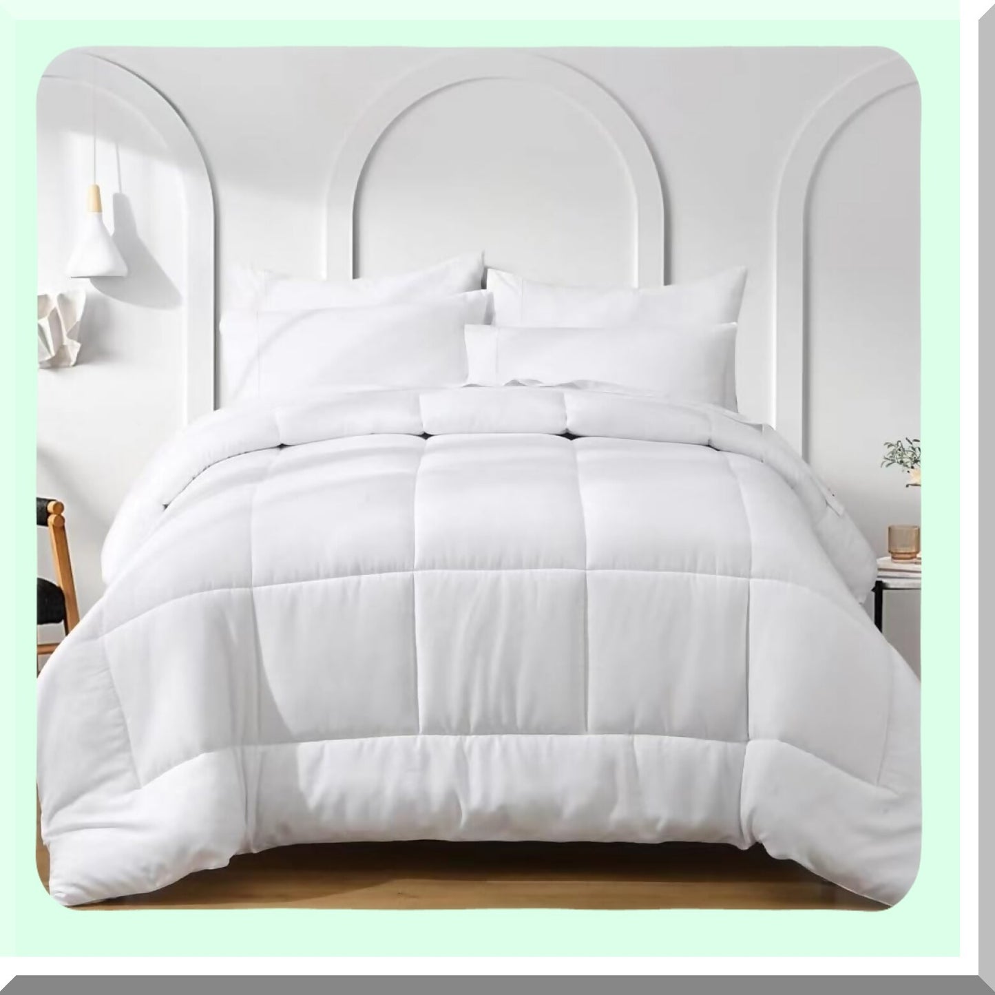 Luxury White Comforter Set - 3 Piece Queen Bedding Bundle | Wrinkle & Fade Resistant Hotel Quality Bed in a Bag | Cozy & Stylish Queen Size Comforter