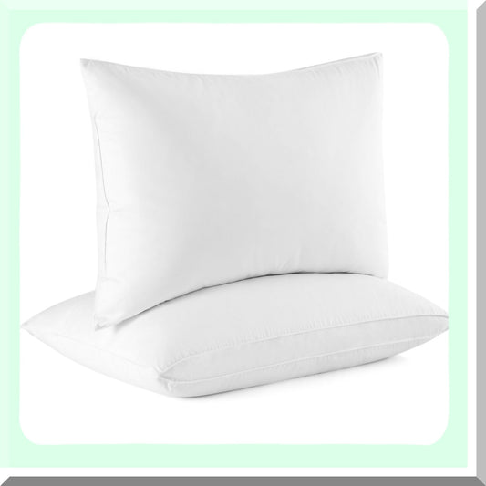 Luxury Goose Down Pillows Set of 2 with Cotton Shell