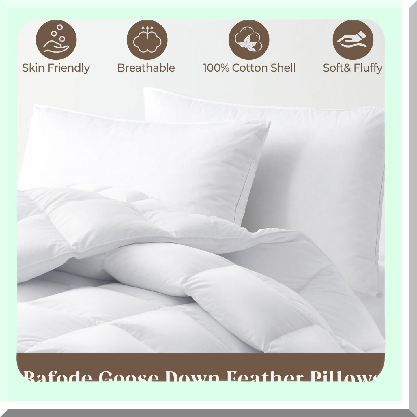 Luxury Comfort Goose Down Pillows - Set of 2 Soft Bed Pillows with 100% Cotton Shell. Gusseted for Back, Stomach, and Side Sleepers. Ultimate Sleep Support.